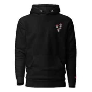 fundo de hoodie preto – cogumelos bordado removido